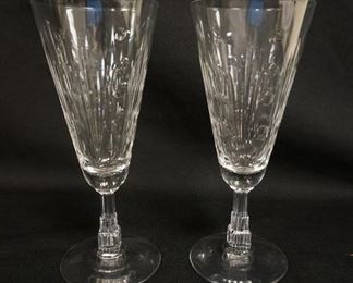 1036 LIBBY NASH LUCERRE 1933 PILSNERS, ART DECO SKYSCRAPER STEM PATTERN, LOT OF 2, APPROXIMATELY 7 1/2 IN HIGH, SIGNED ON BASE