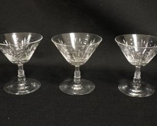 1039 LIBBY NASH LUCERRE 1933 WINE GLASSES, ART DECO SKYSCAPER STEM PATTERN, LOT OF 5, APPROXIMATELY 4 IN HIGH