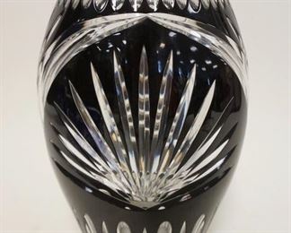 1061 BLACK CUT TO CLEAR OVAL VASE W/FLAIRED ART DECO STYLE DESIGN, APPROXIMATELY 10 1/4 IN HIGH