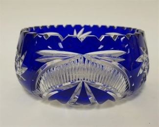 1062 COLBALT CUT TO CLEAR BOWL, APPROXIMATELY 17 1/2 IN X 3 34 IN HIGH