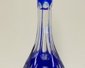 1063 COLBALT CUT TO CLEAR DECANTOR, APPROXIMATELY 16 IN HIGH