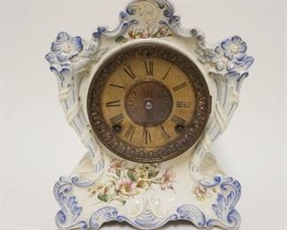 1064 ANSONIA ROYAL BONN CHINA CLOCK *TAPONNAC* APPROXIMATELY 5 IN x 9 IN x 10 1/2 IN HIGH