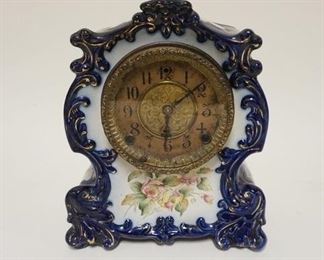 1069 GILBERT ROYAL BONN CHINA CLOCK NO 426, APPROXIMATELY 5 1/2 IN X 9 IN X 11 IN HIGH, REPAIR TO TOP CASE