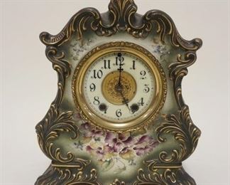 1091 WATERBURY ROYAL BONN CHINA CLOCK PARLOR #91, APPROXIMATELY 5 IN X 9 1/4 IN X 11 IN HIGH