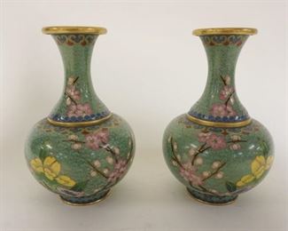 1097 PAIR OF CLOISONNE VASES, APPROXIMATELY 6 1/4 IN HIGH