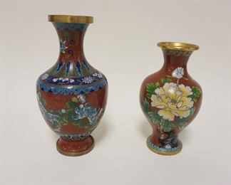 1100 CLOISONNE VASES, BOTH WITH DAMAGE, LARGEST IS APPROXIMATELY 9 IN HIGH