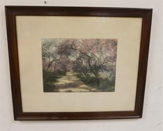 1104 WALLACE NUTTING HAND SIGNED PRINT TITLED *HONEYMOON DRIVE* APPROXIMATELY 24 1/2 IN X 21 IN OVERALL