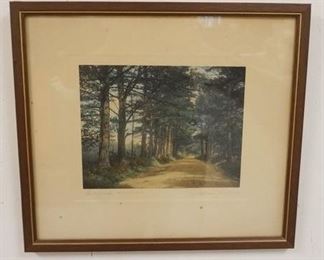 1105 WALLACE NUTTING HAND SIGNED PRINT TITLED *EVERGREEN SHADOWS* APPROXIMATELY 17 IN X 15 IN OVERALL