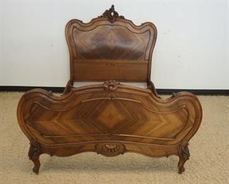1129 CONTINENTAL CARVED FULL SIZE BED W/DIAMOND MATCHED WALNUT VENEER