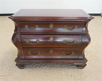 1130 CENTURY FURNITURE BOMBE 3 DRAWER CHEST OF DRAWERS, APPROXIMATELY 42 IN X 20 IN X 32 IN HIGH