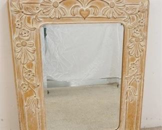 1144 LABARGE SCRUB PINE MIRROR W/FLORAL CARVINGS & LOVEBIRDS AT CREST, APPROXIMATELY 32 IN X 48 IN HIGH
