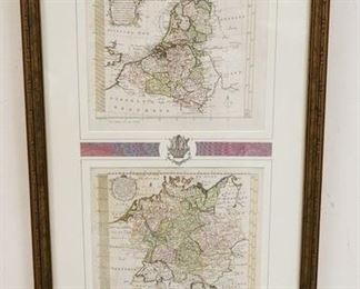 1146 FRAMED & MATTED MAPS, NEDERLANDEN & DUITSCHLAND, APPROXIMATELY 16 IN X 24 IN OVERALL