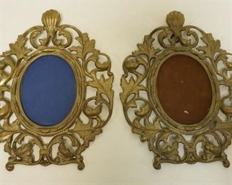 1174 PAIR OF HEAVY ORNATE CAST BRASS FRAMES, WALL HANGING, APPROXIMATELY 8 1/2 IN X 11 IN