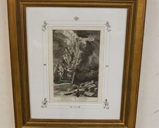 1185 FRAMED & MATTED ENGRAVING OF JACOBS LADDER, APPROXIMATELY 24 IN X 27 IN