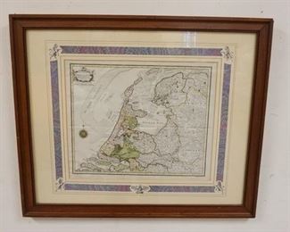 1187 FRAMED & MATTED MAP, NIEUWE KAART VANHOLLAND J C DE ROEDER, DELIN 1792, APPROXIMATELY 27 IN X 22 3/4 IN OVERALL