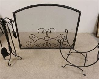 1193 WROUGHT IRON FIREPLACE SET