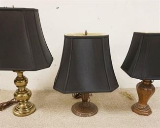 1198 GROUP OF 3 ASSORTED TABLE LAMPS, APPROXIMATELY 26 IN