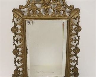 1199 CAST BRASS ORNATE HANGING MIRROR, APPROXIMATELY 10 1/2 IN X 14 1/2 IN