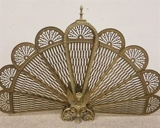 1200 BRASS PEACOCK FIREPLACE FAN, OPEN APPROXIMATELY 38 IN X 24 IN HIGH