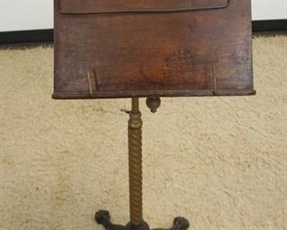1206 VICTORIAN BRASS & CAST METAL ADJUSTABLE BOOK STAND W/CLAW FEET BY LEVESON & SONS LONDON