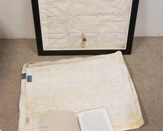 1230 LOT OF EARLY ENGLISH PARCHMENT INDENTURES, THE EGHTENTH YEAR OF THE RAIGNE OF LORD CHARLES & TWENTIETH YEAR OF THE SOVERAGNE LORD GEORGE