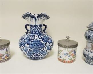 1234 LOT OF 4 DECORATIVE POTTERY ITEMS, LARGEST IS 13 IN HIGH