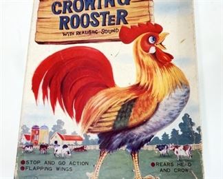 1263 VINTAGE BATTERY OPERATED CROWING ROOSTER, APPROXIMATELY 10 1/2 IN HIGH