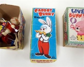 1268 LOT OF 3 VINTAGE WIND UP TOYS, LARGEST APPROXIMATELY 6 1/2 IN HIGH
