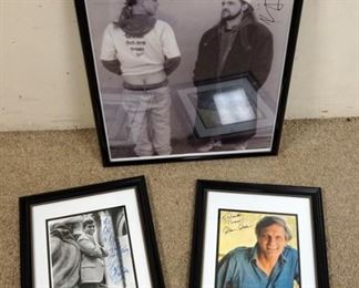 1283 GROUP IF 3 POP CULTURE SIGNED PHOTOS INCLUDING ALAN ALDA AND HARRY HARRISON, LARGEST APPROXIMATELY 19 IN X 25 1/2 IN