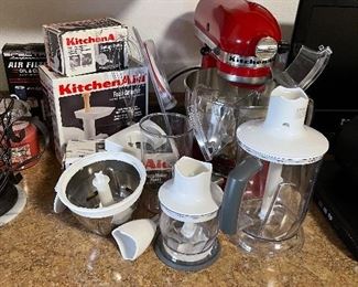Kitchenaid mixer with multiple accessories