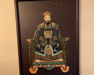 very nice pair of Asian royal figures on wood 