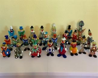 Handblown Murano glass clown collection