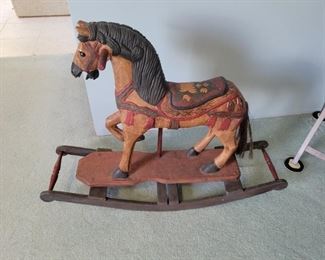 antique childs horse with real horse hair tail