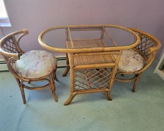 bamboo side table and chairs