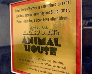 framed movie memorabilia from Animal House