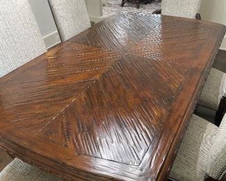 Dining table, 7'5" long x 51" wide. has two leafs 22" wide