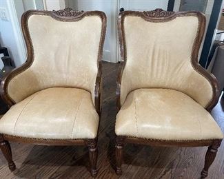 Pair of leather wingbacks
