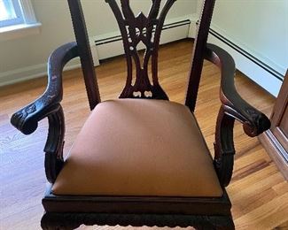 2 ARM AND 6 ARMLESS CHAIRS  