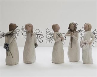 Angel Figurines with Flowers Lot