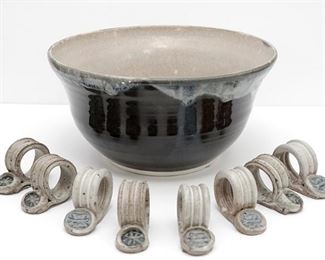 Beautiful Hand Made Pottery Salad Bowl Plus