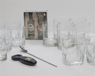 Drinking Glasses, Shot Glasses, and Bar Items Lot
