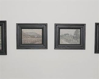 Lot of Four Black Framed Farm Art