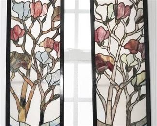 Pair of Hanging Stained Glass Pieces