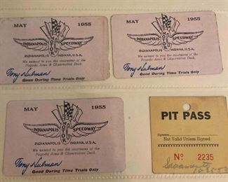 3 1955 Time Trial Passes And 1953 Pit Pass