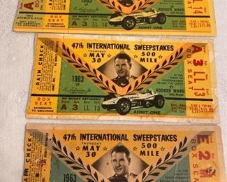 3 1963 Indy Race Tickets