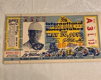 1952 Indianapolis 500 Mile Sweepstakes Ticket