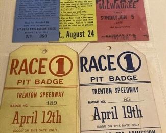 1957 Pit Passes Trenton Speedway and More