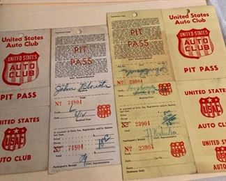 1958 Pit Passes