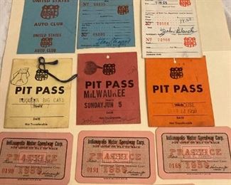 1959 6 Assorted Pit Passes and 5 Indy Practice Passes