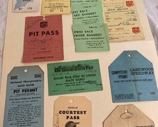 1959 7 Pit Passes and More